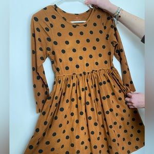 Girls 12Y pink chicken brown polkadot dress